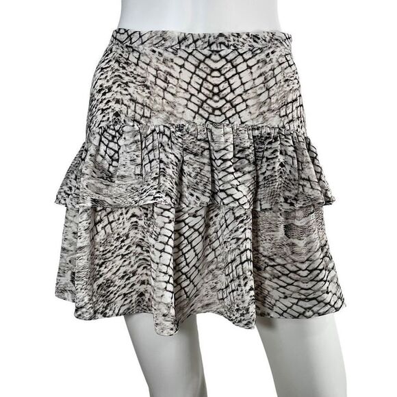 Dance & Marvel Skirt Women’s Medium Snakeskin Print Ruffled Mini Tan Grey - Picture 9 of 9